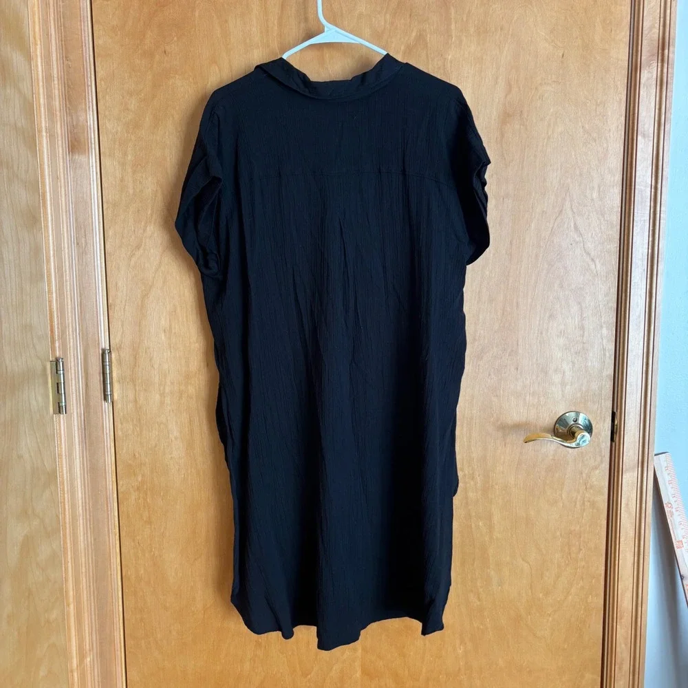 LOFT Black Button Down Dress‎ Women's Size L Shirt Dress Casual Cover up